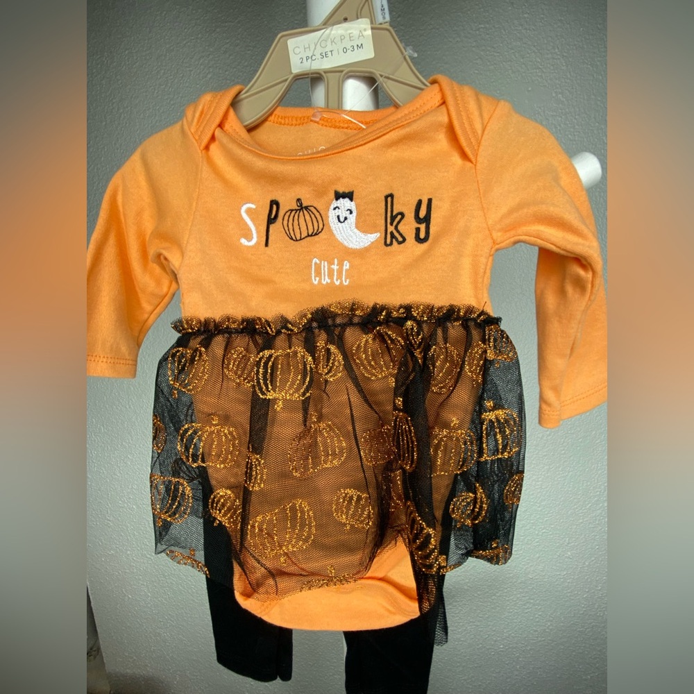 Chick Pea 2Pc  Set 0-3 Month girl Halloween Outfit - Picture 2 of 9
